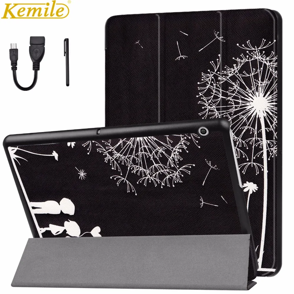 Kemile Case For Huawei MediaPad T3 10 Tablet Stand Slim Cases For T3 9.6 inch Honor Play Pad 2 Cover AGS-L09 AGS-L03 W09 +Gift