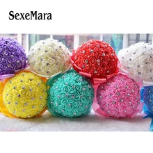 Свадебный букет кристалл невесты ручной Свадебные цветы Свадебные букеты красивый искусственный белый кот синий красная роза