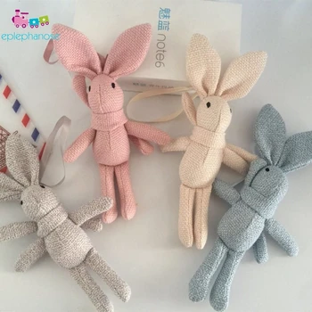 

kawaii Plush keychain Rabbit Linen Cotton Stuffed Animals Bouquet Plush Dolls Cute Bunny Ear Car Bag Small Pendant Toys Gifts