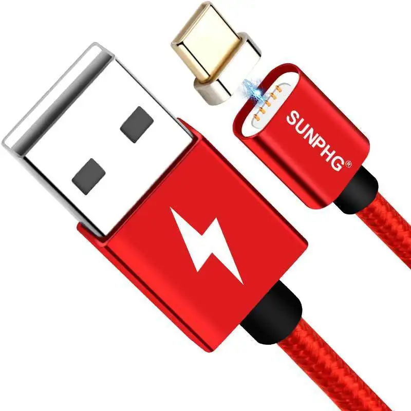 

U&RO magnetic mobile phone cable for iphone USB C huawei p20lite xiaomei redmi note7 android 2.4 A triad magnet Type - C cables
