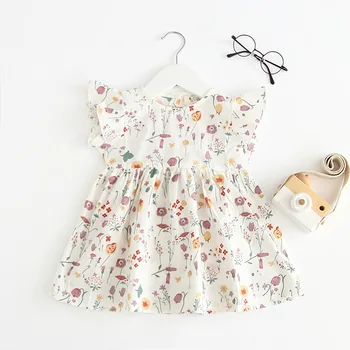 

2019 Hot Sales Princess Girl short sleeve dress flower printed Lovely girls cute dresses 5pcs/lot