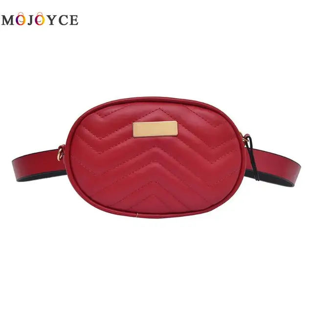 Luxury Brand Designer Women Fanny Pack Female PU Leather Zipper Oval Waist Bag Pouch Ladies Belt Bag 2 Ways With Chain Strap