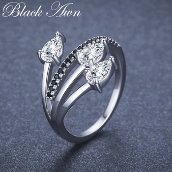 

[BLACK AWN] 925 Sterling Silver Jewelry Trendy Wedding Rings for Women Finger Ring Femme Bijoux Bague G007