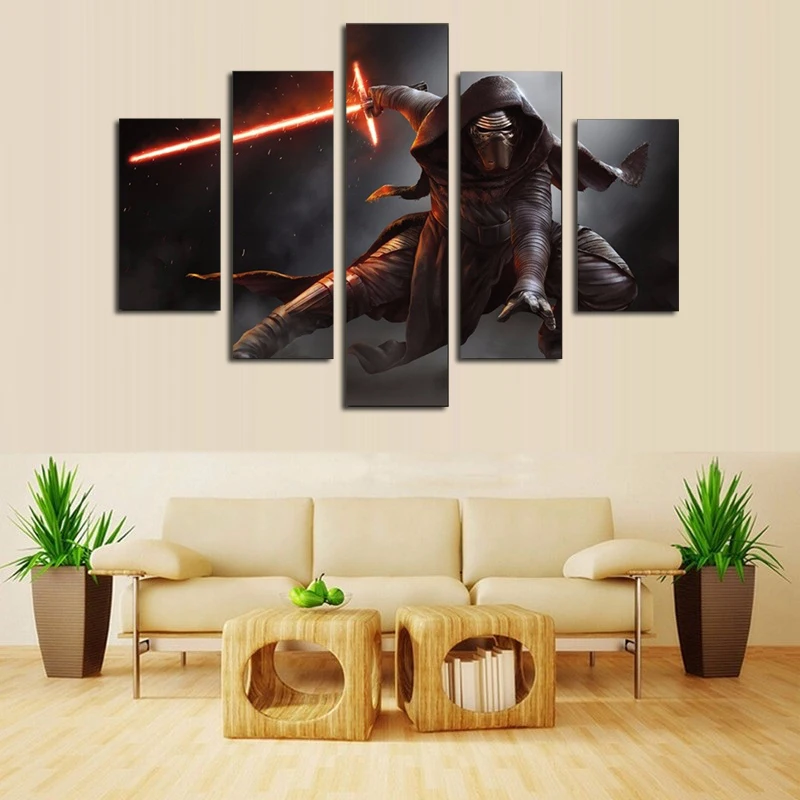 

5 Panel Canvas Prints Art Darth Vader Painting Wall Art 5 Pieces Printed Poster Canvas Home Decor