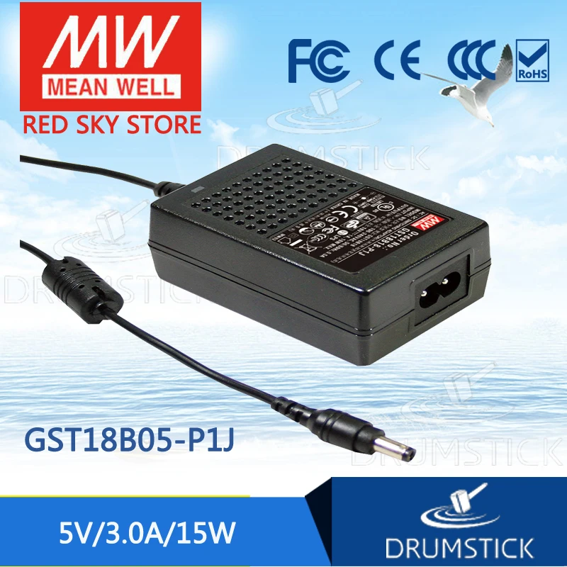 

MEAN WELL GST18B05-P1J 5V 3A meanwell GST18B 5V 15W AC-DC High Reliability Industrial Adaptor [Real6]