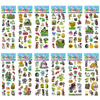 

12 sheets/set PVZ Plants vs Zombies Stickers 3D Cartoon Classic Toys Children Scrapbook Diary Note Book Sticker For Kids Gift