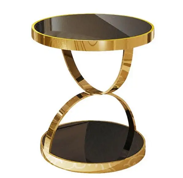.Stainless steel gold round a few. Phone gold-plated tempered glass
sofa a few light luxury casual coffee table.