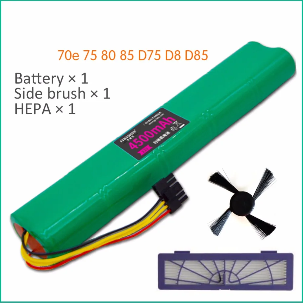 3pcs/lot HEPA Filter+side brush+ Battery 4500mAh 12V Ni-MH Cleaner Battery for Neato BotVac 70e 75 80 85 D75 D85 Vacuum Cleaners