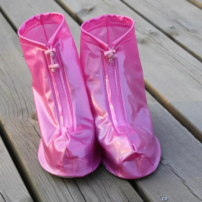 Г., непромокаемые ботинки на толстой нескользящей платформе Мужские и женские непромокаемые водонепроницаемые ботинки с закрытой пяткой туфли для многократного применения - Цвет: Pink