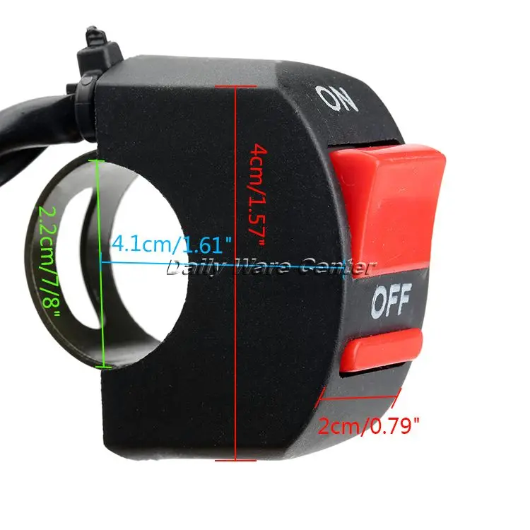 Motorcycle Bike Handlebar Switch ATV Motorbike Kill Stop Switch ON/OFF Button Connector Scooter Fog Light Headlight 12VDC Switch
