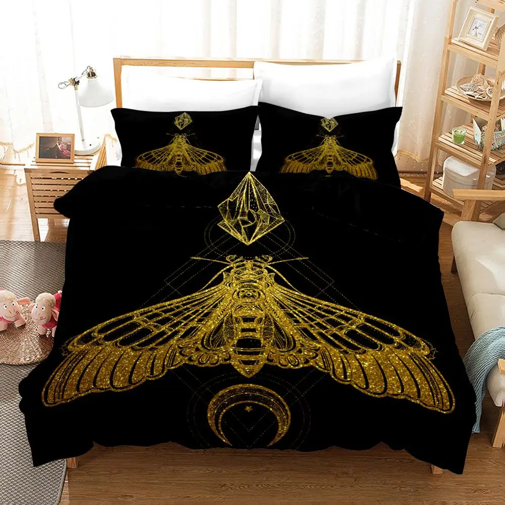 

Luxury Bedding Set King Gold Scorpion Queen Meteor Scorpio Duvet Cover Constellation Bed Sets Bohemian Print Black Bedclothes