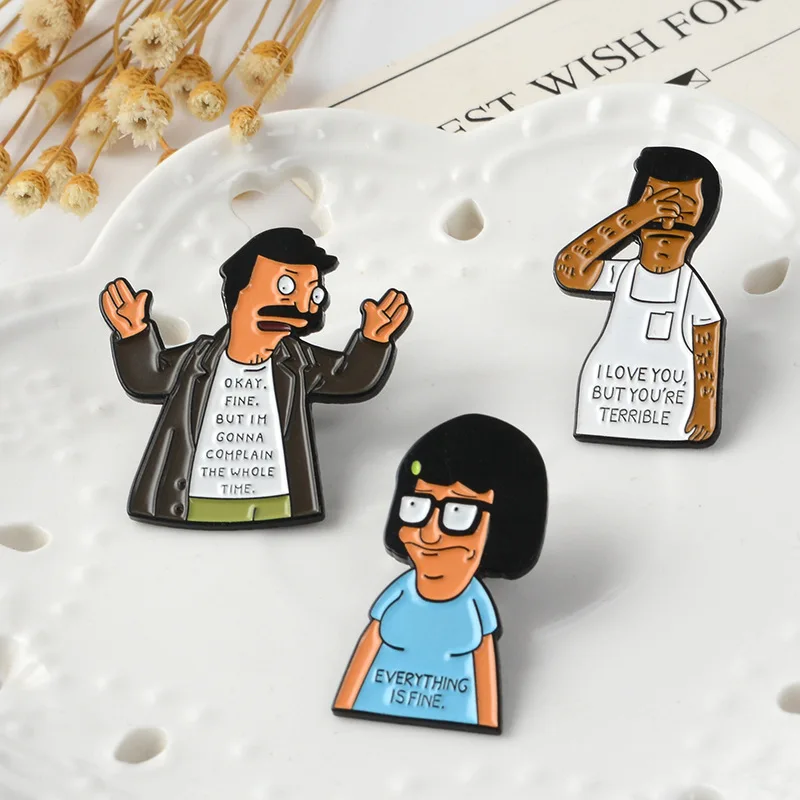 Bob's Burgers заколки Боба Тина Броши Эмаль нагрудные знаки значки рюкзак значки персонажи мультфильмов ювелирные броши