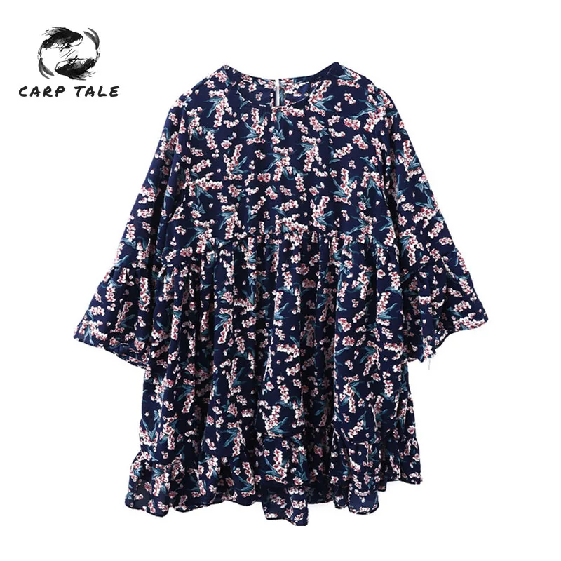 

3-14Y Children's clothing girls spring 2019 trumpet sleeves skirt skirt children's clothing spring floral print dress 2 / color