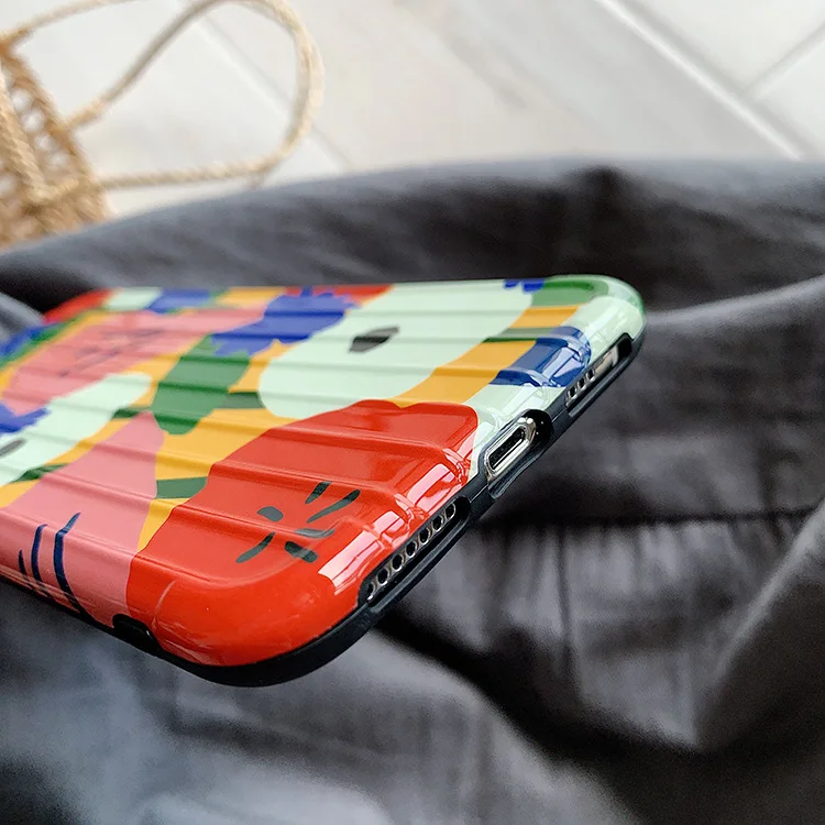 

For Bright flowers Apple X mobile phone shell iPhone XR curved luggage pattern phone case 6splus glossy XsMax case