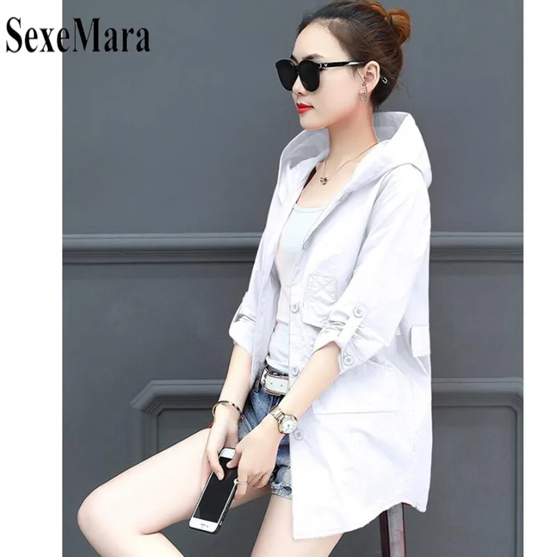 2019 New Women's Jacket Thin Section Korean Version Of The Long Section Large Size Loose Casual Fashion Windbreaker Jacket