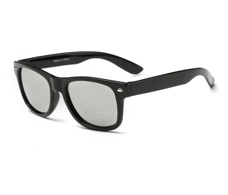 DesolDelos/ новые модные детские солнцезащитные очки, детские солнцезащитные очки для мальчиков и девочек, пластиковая оправа, 8 цветов, милые крутые защитные очки UV400 - Цвет линз: Black Silver