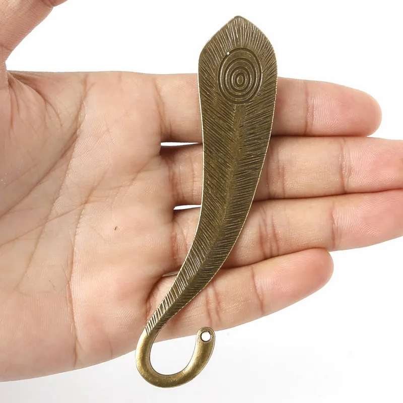 

New Arrival 105x23mm Antique Bronze Metal Pendant Feather Bookmarks Charms Jewelry Findings Accessories for DIY