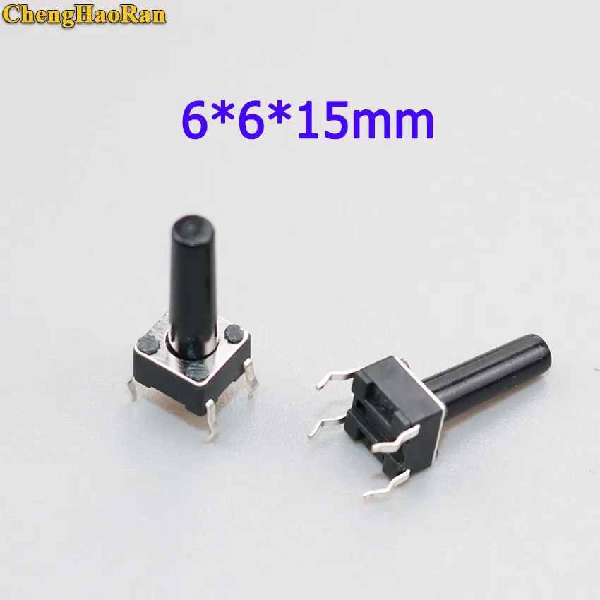 

ChengHaoRan 50pcs 6*6*15mm Interruptor 4 PIN Tactile Tact Push Button Micro Switch Direct Plug-in Self-reset Top Copper