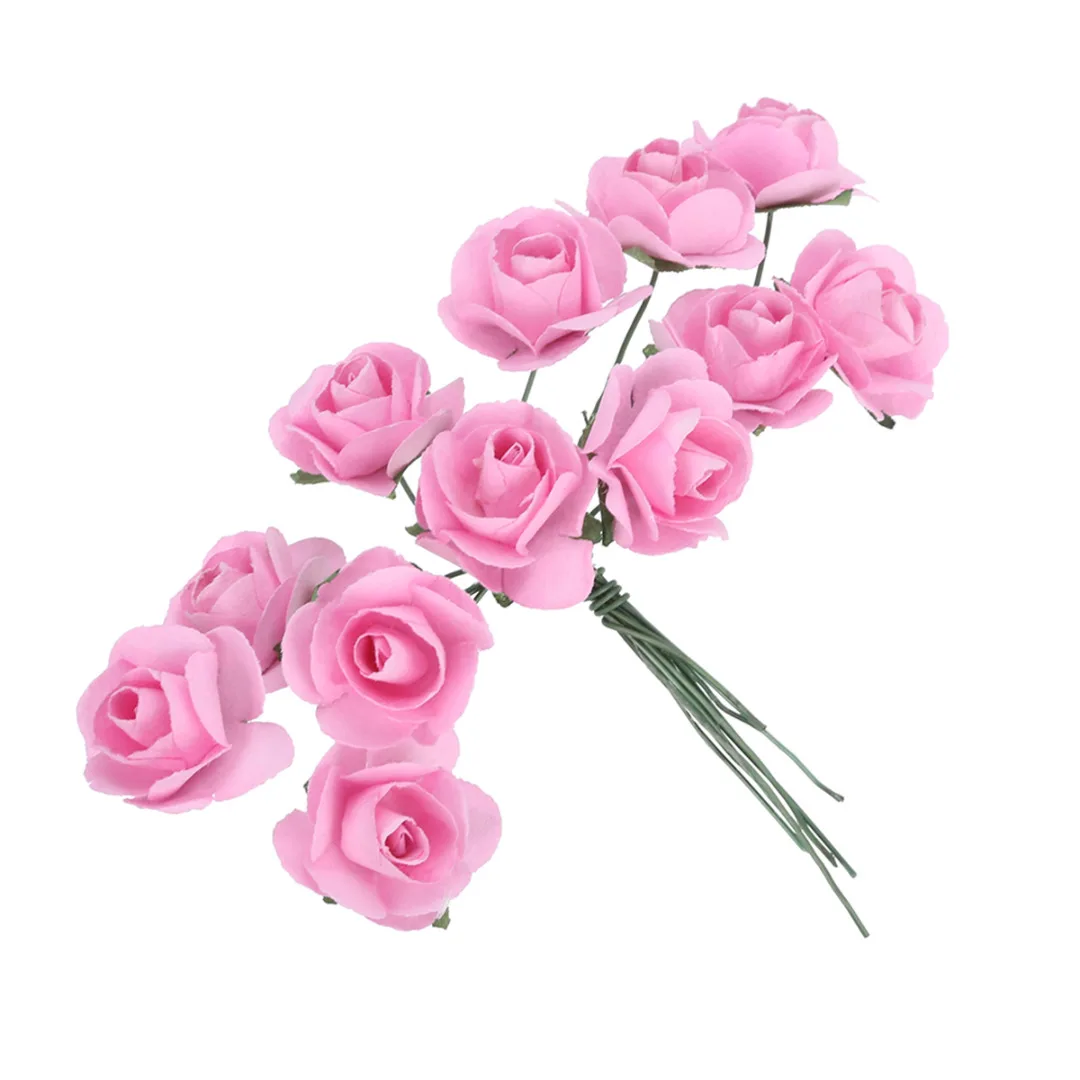 144 шт./компл. Мини милый Бумага искусственный цветок Роза и цветком из кристаллов букет гирлянда ремесло для Свадебная вечеринка стол Декор поставки