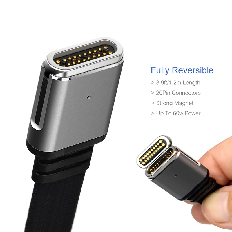 20PIN USB C Магнитный адаптер Поддержка type C сквозная зарядка, 4K видео Магнитный USB-C зарядный кабель для Mac и других USB C