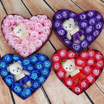 

Micro business rose flower soap bear heart-shaped valentine gift jewelry flower soap soap box flower girl