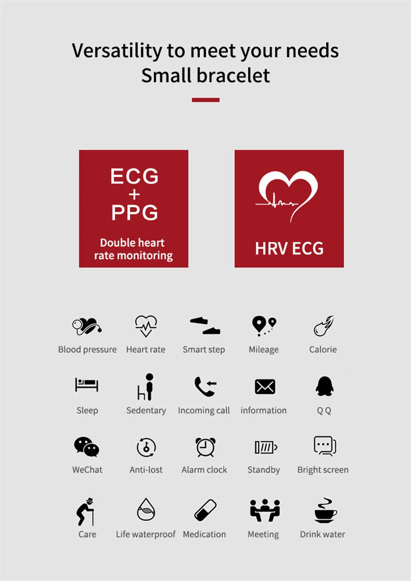 LYKRY ECG Смарт часы PPG монитор сердечного ритма кровяное давление шагов фитнес-трекер Smartwatch спортивный ремешок для ios android