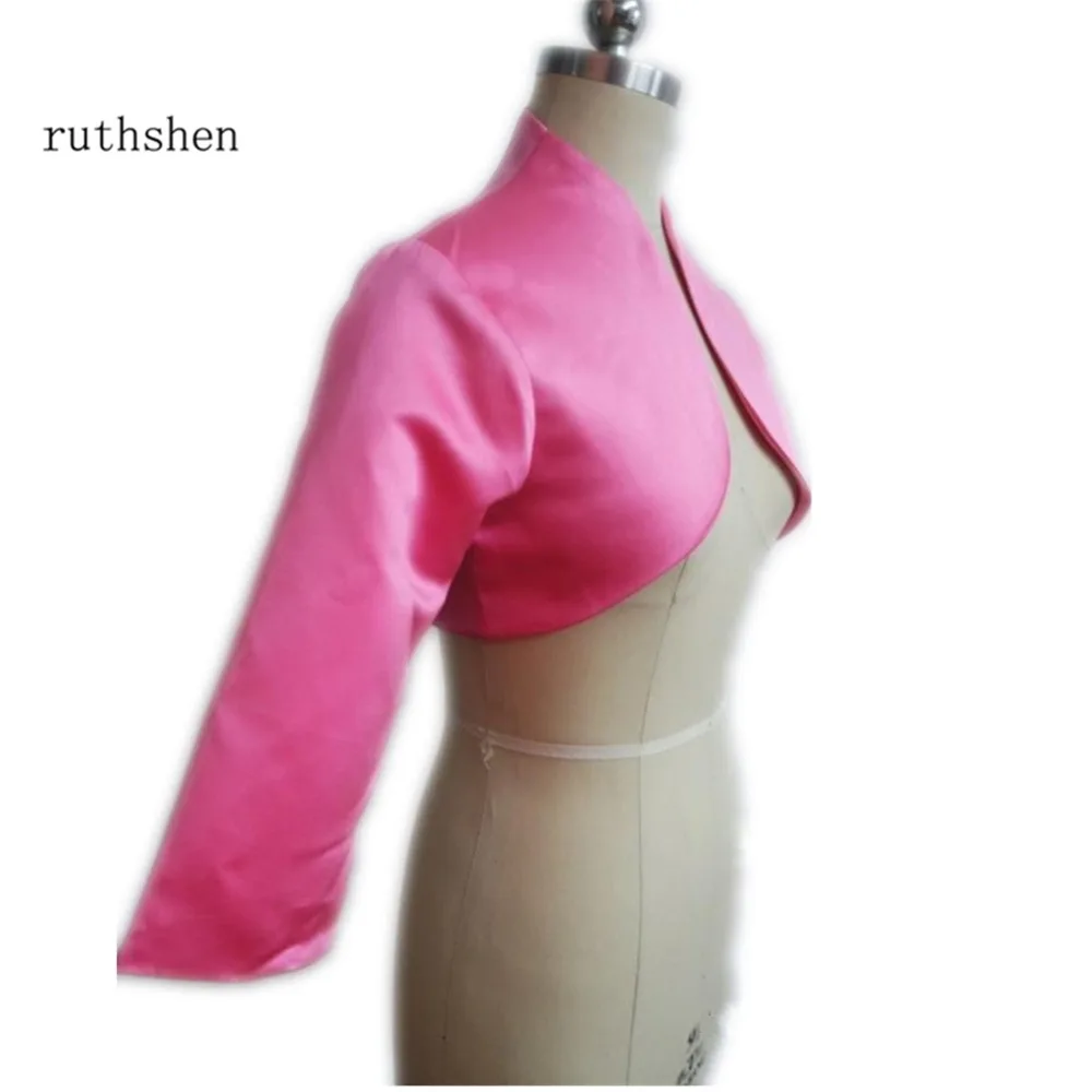 

ruthshen Amazing Pink Women Jacket 3/4 Sleeves Satin Wedding Wraps Bride Accessories Custom Cheap Bridal Jackets / Bolero