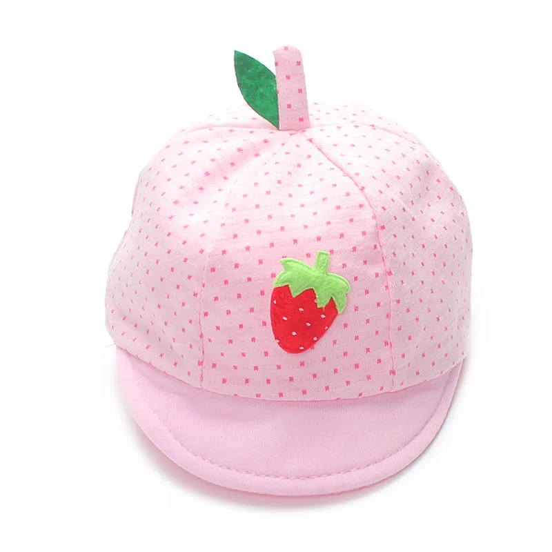 Cute Newborn Caps Cotton Girls Boys Cap Strawberry Newborn Hats Fruit Boy Sun Hat Spring Summer Baby Girl Hats Baby Accessories (7)