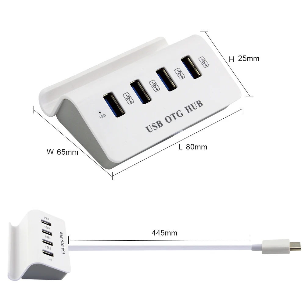 CHUYI USB Hub 3.0 4-port USB3.0 High-speed Splitter Adapter With DC 5V / 2A Power Supply Port For Laptop PC Phone Note