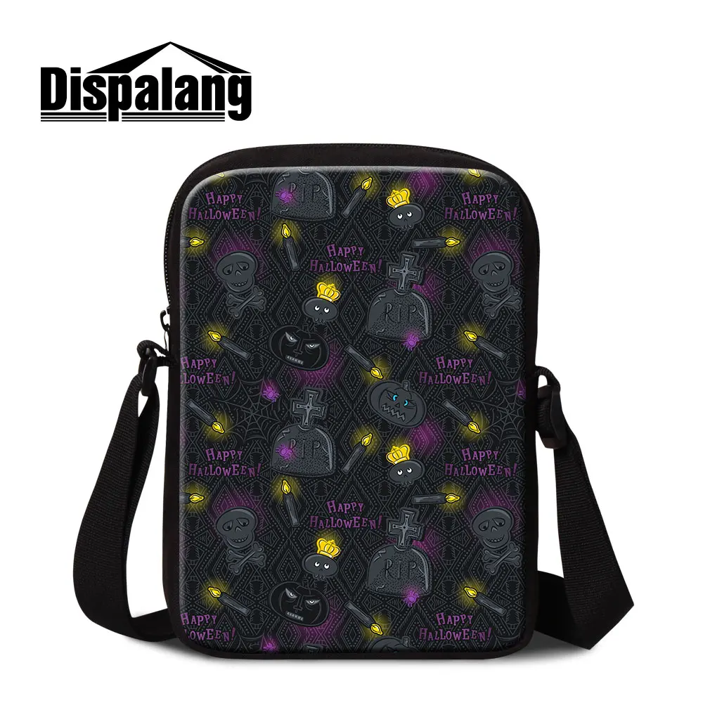 

Dispalang Halloween Customiza Men Casual Crossbody Bags Skull Single Shoulder Bag For Boys College Students Mini School Satchel