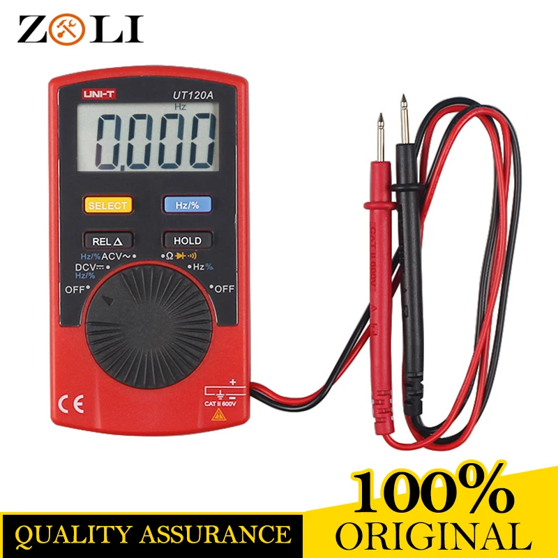 

UNI-T UT120A Pocket Size Type Digital Multimeter UT120A 4000 Count Display Auto Range Continuity Buzzer DC Voltage Meters Tester
