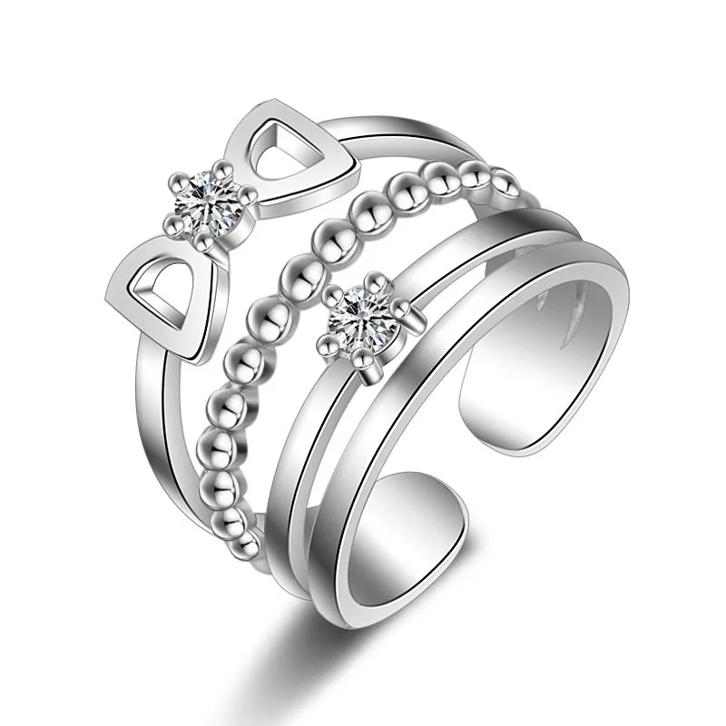 

JEXXI Unique Design Double Letter D Irregular Pattern White/Rose Gold Color Females Party Energement Finger Rings