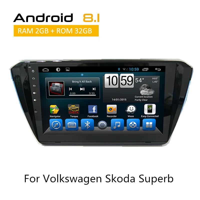 

For Volkswagen Skoda Superb In-Dash GPS Navigation Android8.1 Car Stereo Steering Wheel Control AUX Bluetooth Rear View Camera