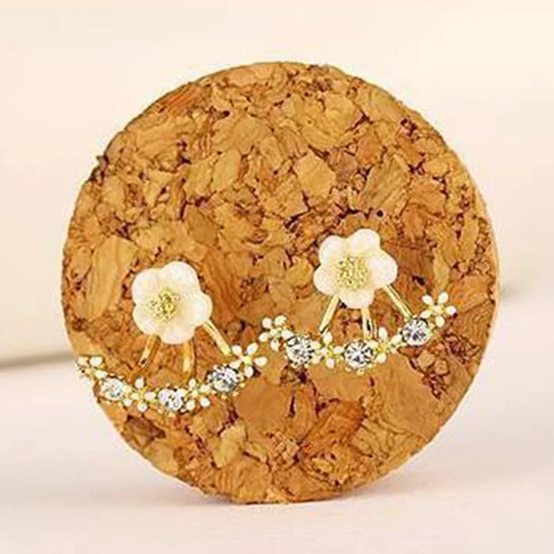 Милые модные Серьги каффы украшенные цветами спереди и сзади Ear Jacket Earrings для Для