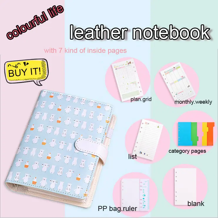 

Dilosbu PU leather notebook organizer planner notebook pocket notepad Officer calendar notepad Creative lovely gift student DIY