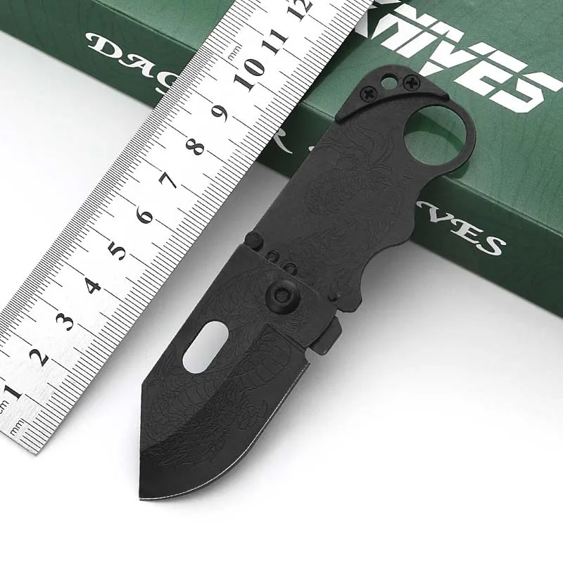 

Folding Blade Pocket Knife Etched Dragon Stainless Steel Tactical Knife Outdoor Camping Hand Tool Survival Credit Card Knife