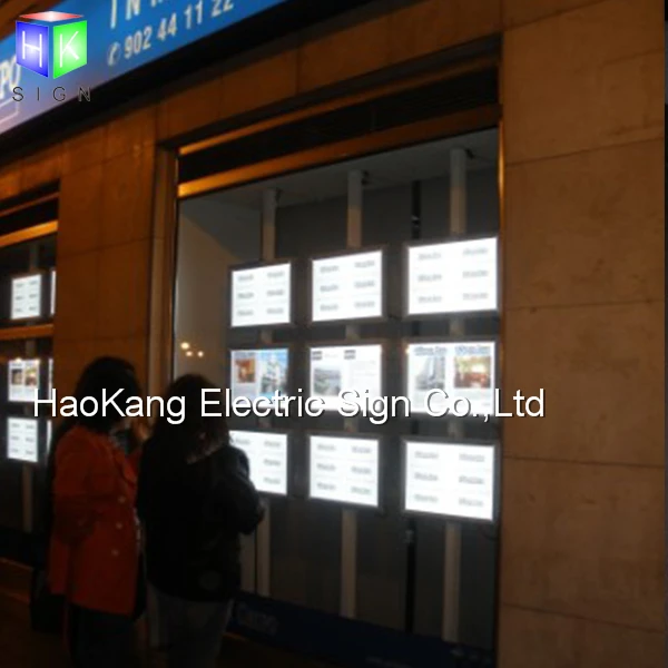 Односторонняя светодиодная Хрустальная рамка с подсветкой для окна, рекламный дисплей
