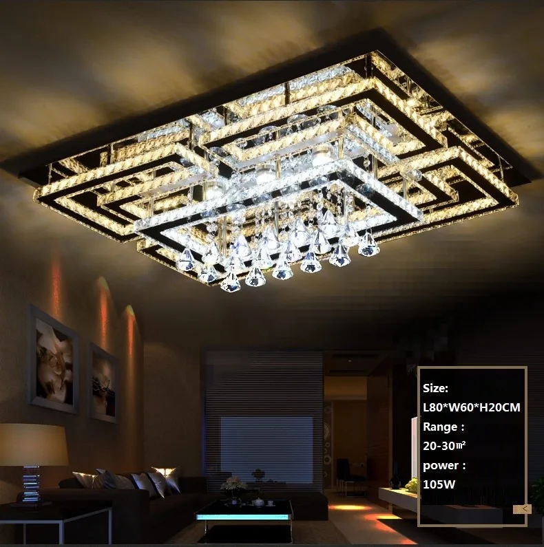 Нержавеющая сталь Кристалл LEDceiling лампы для мотоциклов жилых и коммерческих Крытый комнатная Потолочная люстра освещение приспособление