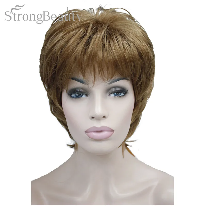 

Strong Beauty Female Wigs Synthetic Short Curly Blonde Silver Brown Wig For Black Women