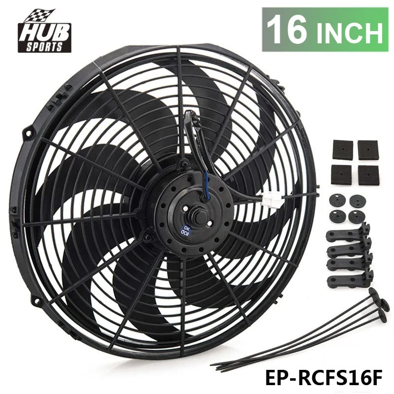 16" Universal 12 V 150W Slim Pull Push Racing Electric Radiator Engine Cooling Fan HU-RCFS16F