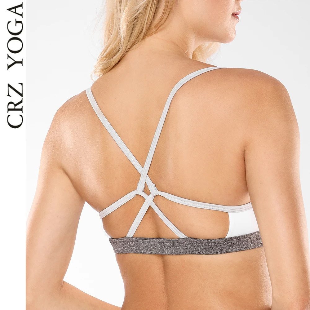 

CRZ YOGA Women's Cross Strappy Back Yoga Sports Bra Top Light Support Fitness Bralette