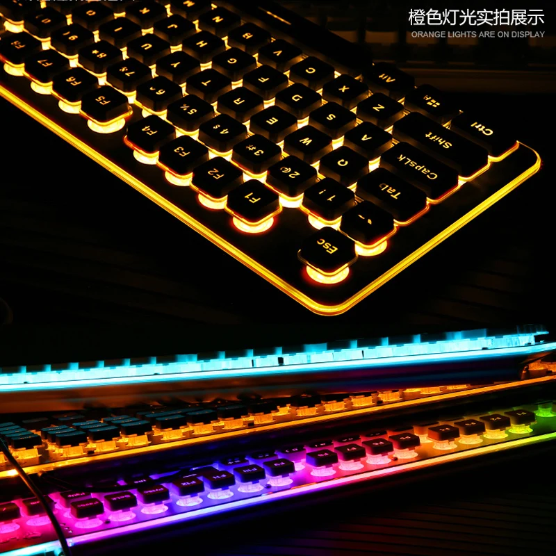 Gaming Keyboard 104 Keycaps RGB Backlit Waterproof Silent Keyboard Computer Gamer USB Wired For Lap