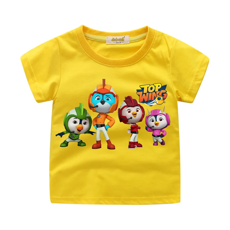 Футболки с рисунком крыльев для мальчиков и девочек, детские летние футболки с короткими рукавами, Детские хлопковые футболки, повседневная футболка для малышей, одежда WJ185 - Цвет: Yellow Tshirt