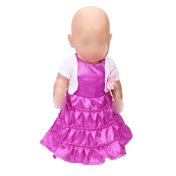 

Doll clothes purple padded dress + white small coat fit 43 cm baby dolls and 18 inch Girl dolls accessories f420