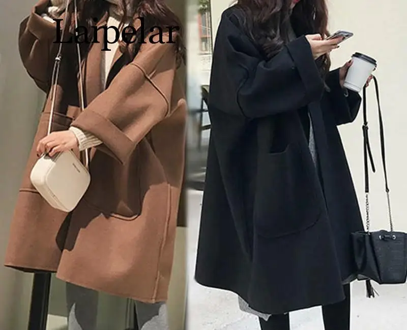 

Laipelar Women Autumn 2019 Clothes Oversize Woolen Cloak Jacket Coat
