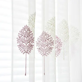 

Embroidery Tulle For Windows Country Transparent Sheer Fabric Curtains Ready Made Chiffon Curtains Rustic Yarn Curtains custom