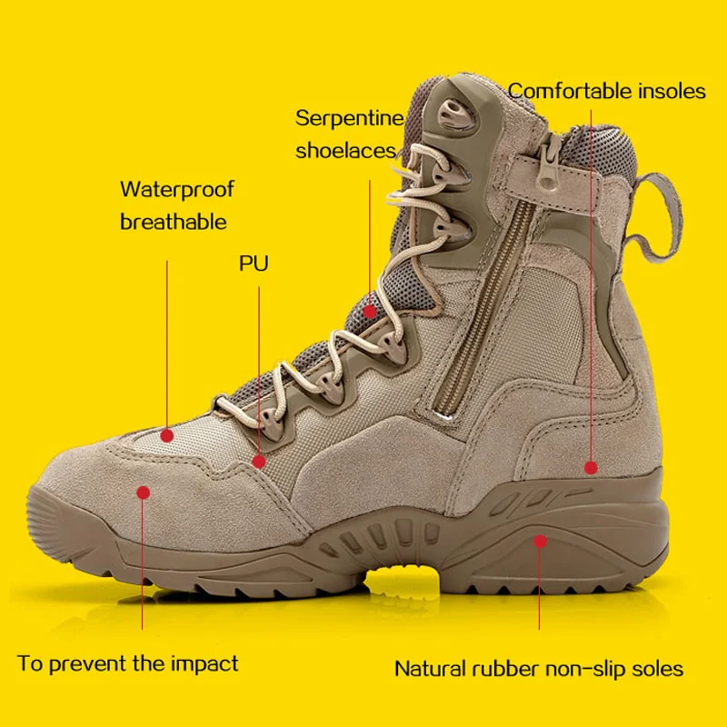 Для мужчин спортивные Пеший Туризм обувь Прочные Военные кожаные сапоги на открытом воздухе износостойкие отдых кроссовки Водонепроницаемый женская обувь