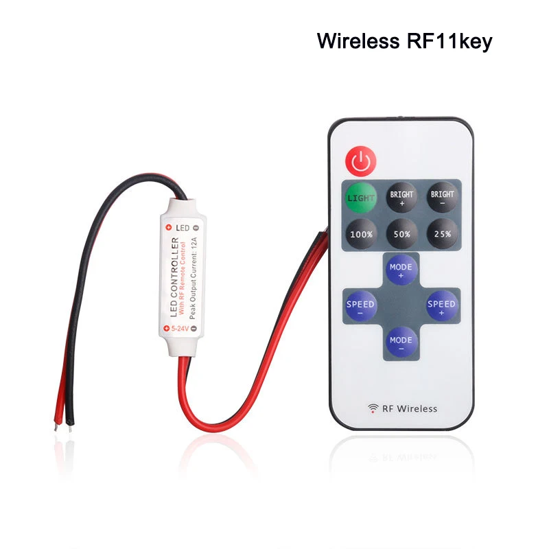 12A 5 V-24 V светодиодный RF беспроводной мини-пульт дистанционного управления диммером RF беспроводной пульт дистанционного управления светодиодный контроллер