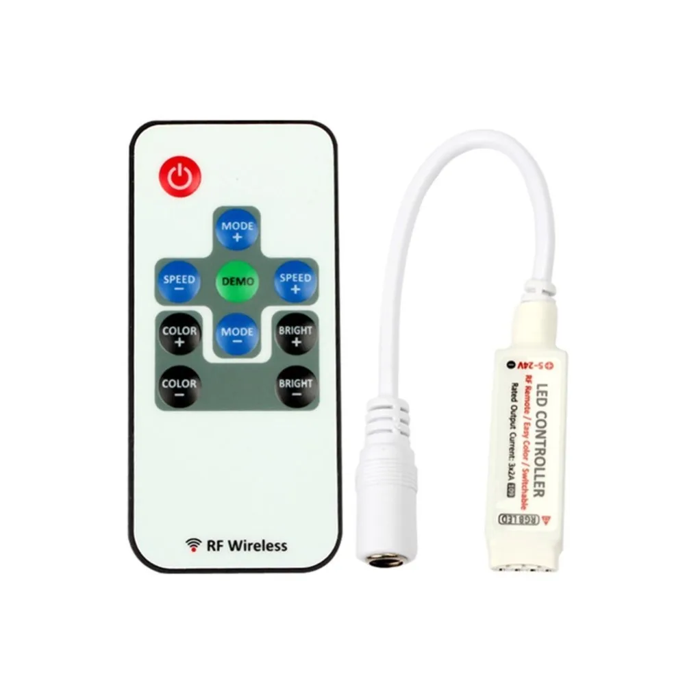 

10pcs/lot DC 5V-24V 10 Key Mini RF Remote Controller For 3528 5050 RGB LED Strip Light RGB LED