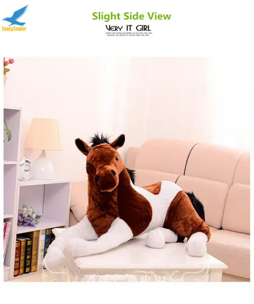 Fancytrader 51'' Giant Soft Plush Emulational Horse Toy Big Lifelike Stuffed Horse 130cm 4 Colors Terrific Simulation Gift (10)